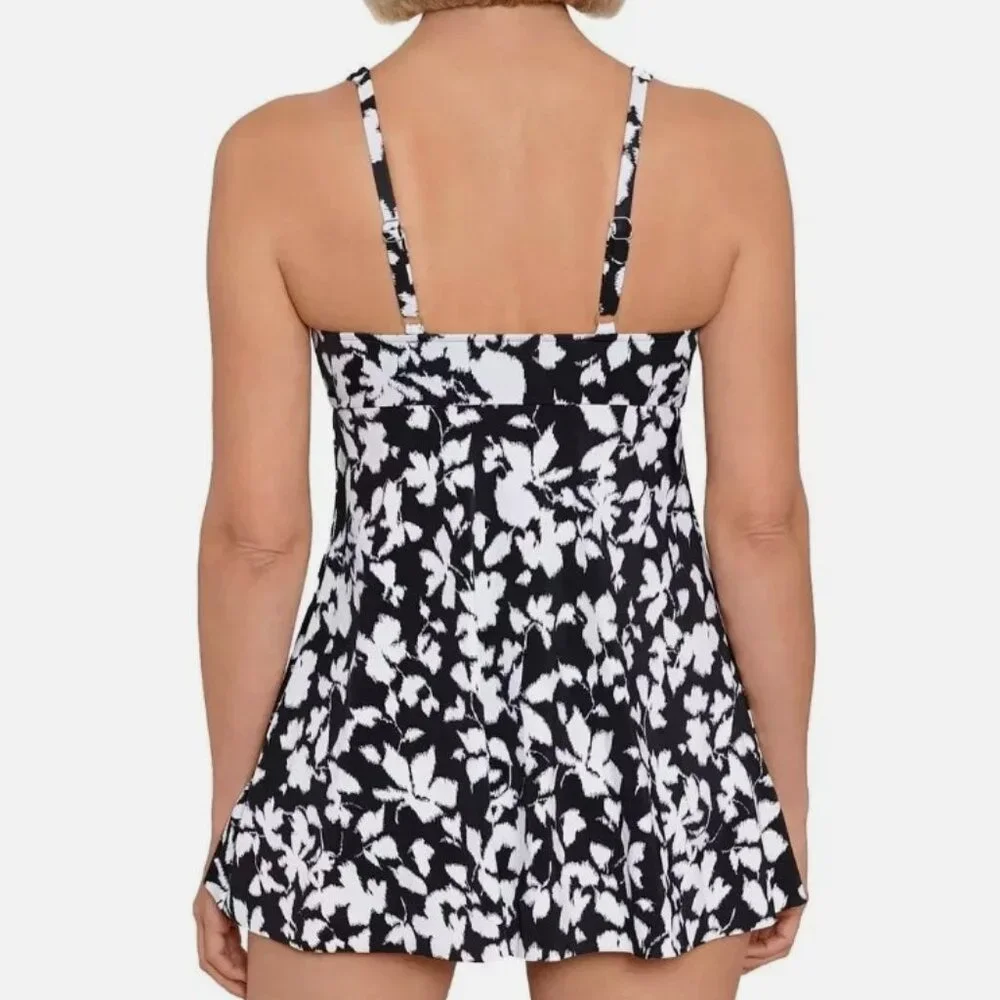 Swim Solutions Fly Away Tummy Control One-Piece Swimsuit Swimdress - Picture 13 of 13